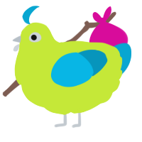 A lime and cerulean chicken