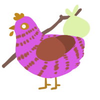 A orchid and russet chicken with a bar pattern
