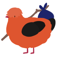 A vermilion and sable chicken
