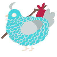 A aqua and silver chicken with a lace pattern