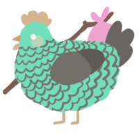 A mint and grey chicken with a lace pattern
