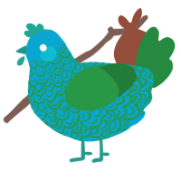 A cerulean and viridian chicken with a double-lace pattern