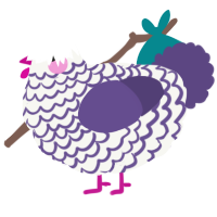 A white and overcast chicken with a lace pattern