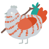 A mist and vermilion chicken with a bar pattern