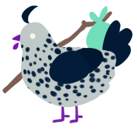 A silver and tumblr chicken with a speckle pattern