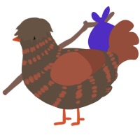 A bark and russet chicken with a bar pattern