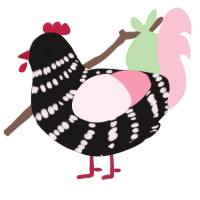 A sable and rose chicken with a bar pattern