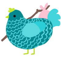 A teal and aqua chicken with a lace pattern