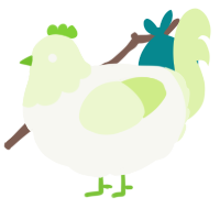 A white and apple chicken with a head pattern