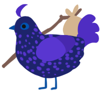 A navy and indigo chicken with a speckle pattern