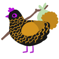 A sable and ochre chicken with a lace pattern