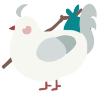 A white and silver chicken