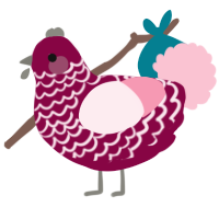 A maroon and rose chicken with a lace pattern
