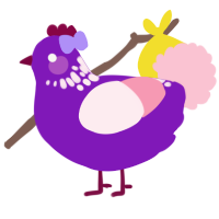 Cinerary, a violet and rose chicken with a neck-speckle pattern