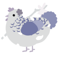 A grey and yellow chicken with a half-lace pattern