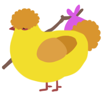 A yellow and orange chicken