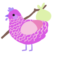 A orchid and pink chicken with a lace pattern