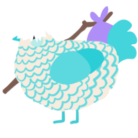 A cream and aqua chicken with a lace pattern