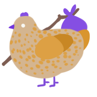 A beige and orange chicken with a speckle pattern