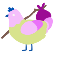 A lemon and lavender chicken with a head pattern