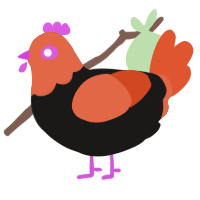 A sable and vermilion chicken with a head pattern