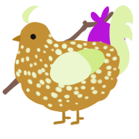 A gold and apple chicken with a speckle pattern