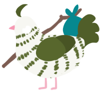 A white and olive chicken with a bar pattern