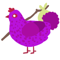 A amethyst and plum chicken with a speckle pattern