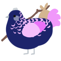 A navy and lavender chicken with a half-lace pattern