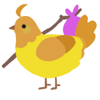 A yellow and orange chicken with a head pattern