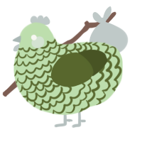 A gluppy and olive chicken with a lace pattern