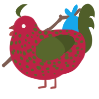 A crimson and olive chicken with a speckle pattern