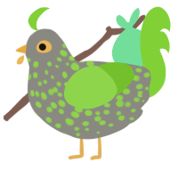 A ash and grass chicken with a speckle pattern