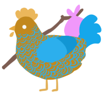 A ochre and sky chicken with a double-lace pattern