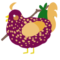 A wine and honey chicken with a speckle pattern