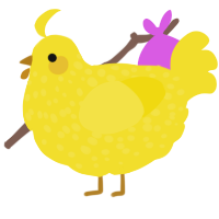 A yellow chicken with a speckle pattern