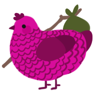 A fuchsia and wine chicken with a lace pattern