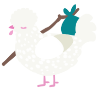 A white chicken with a speckle pattern