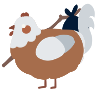 A brown and mist chicken with a head pattern