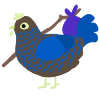 A bark and ultramarine chicken with a lace pattern