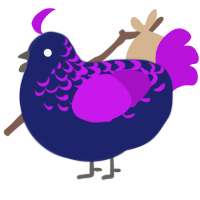 A navy and amethyst chicken with a half-lace pattern