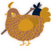 A brown and ochre chicken with a lace pattern