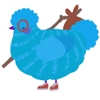 A cerulean and sky chicken with a bar pattern