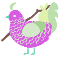A orchid and gluppy chicken with a lace pattern