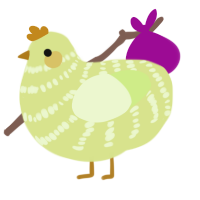 A lemon and apple chicken with a bar pattern