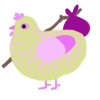 A lemon and lavender chicken with a speckle pattern