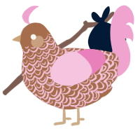 A brown and pink chicken with a double-lace pattern