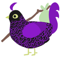 goth highlighter, a sable and violet chicken with a double-lace pattern