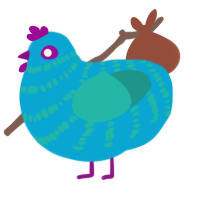 A cerulean and turquoise chicken with a bar pattern