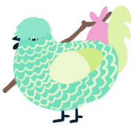 A mint and apple chicken with a lace pattern